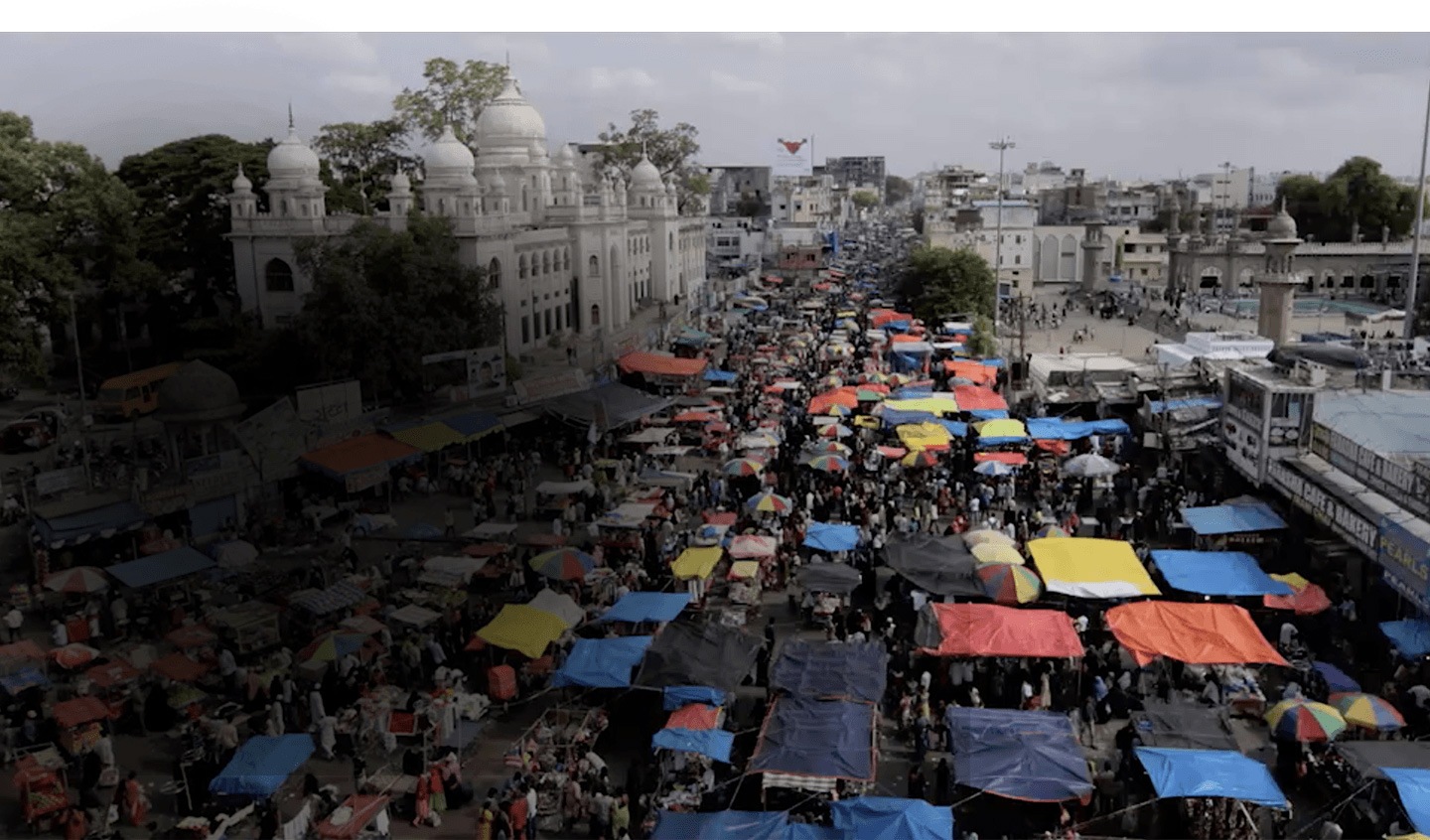 Vue aérienne d'un marché en Inde