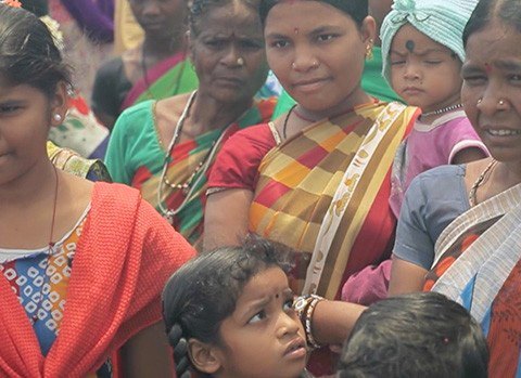 Femme portant du bois sur sa tête en Inde