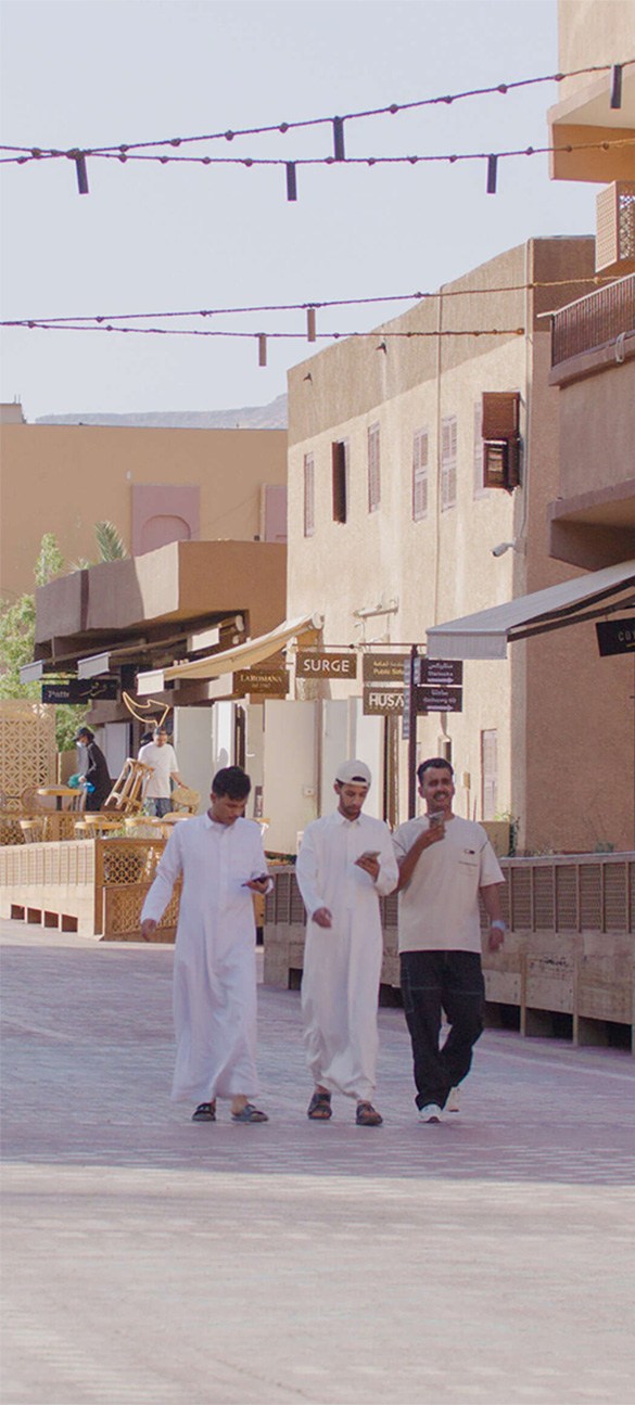 People walking around the centre of AlUla