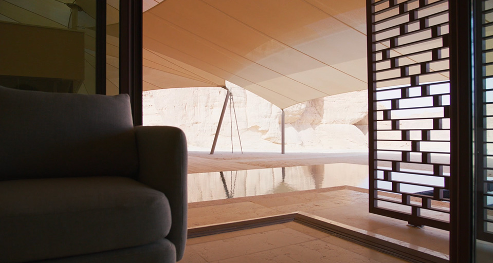 Living area opening onto the pool
