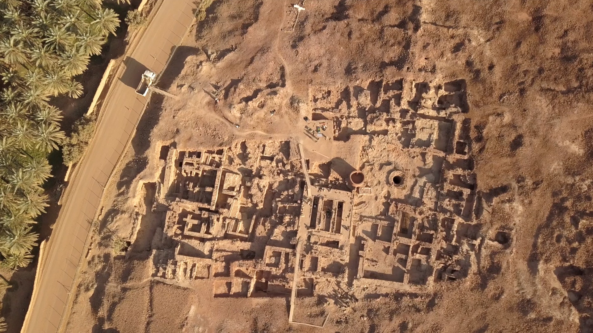 Aerial view of an archaeological site